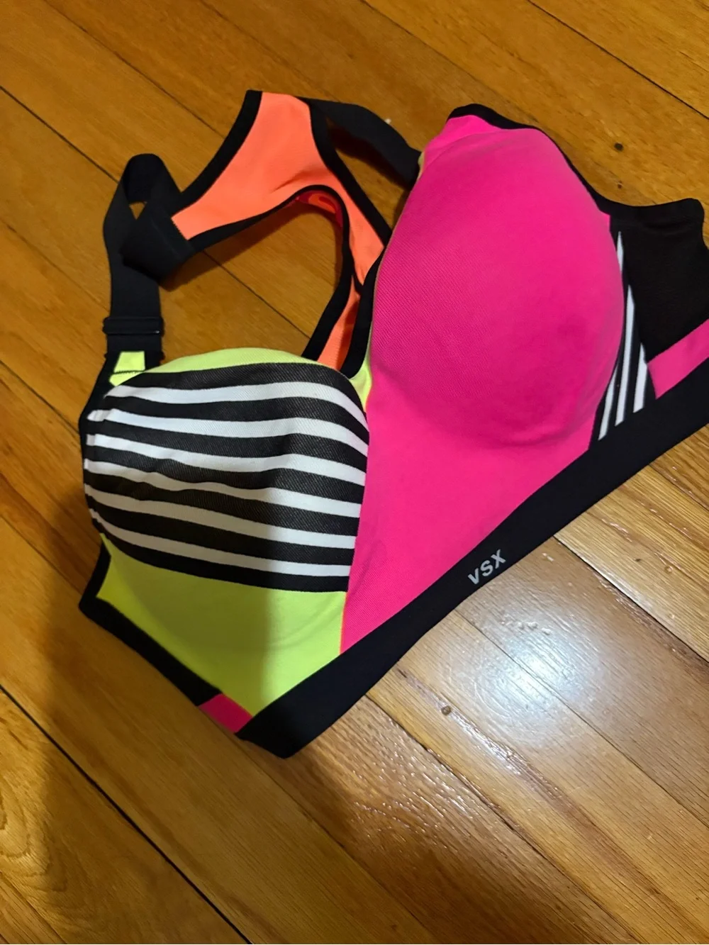 VSX Women's Colorblock Neon Pink & Yellow Sports Swim Top